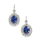 Modern Sapphire, Diamond and Platinum Cluster Drop Earrings - image 1