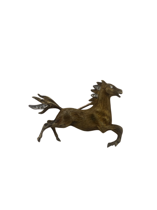 18ct Gold Horse Brooch - image 1