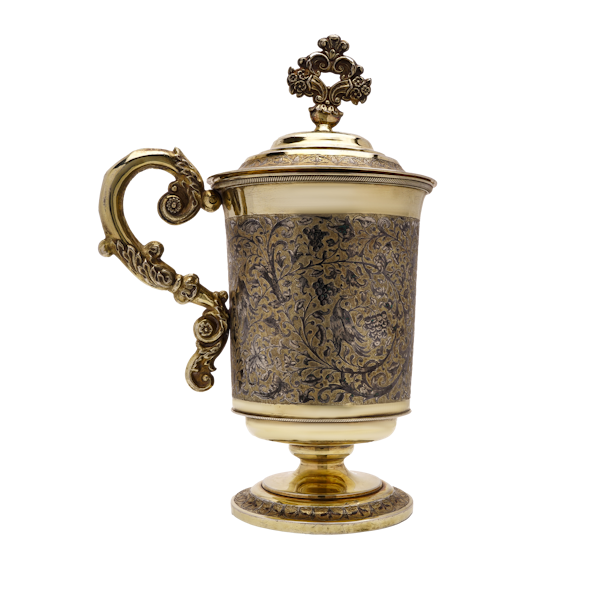 Antique Russian silver gilt and niello tankard, Moscow c.1840 - image 1