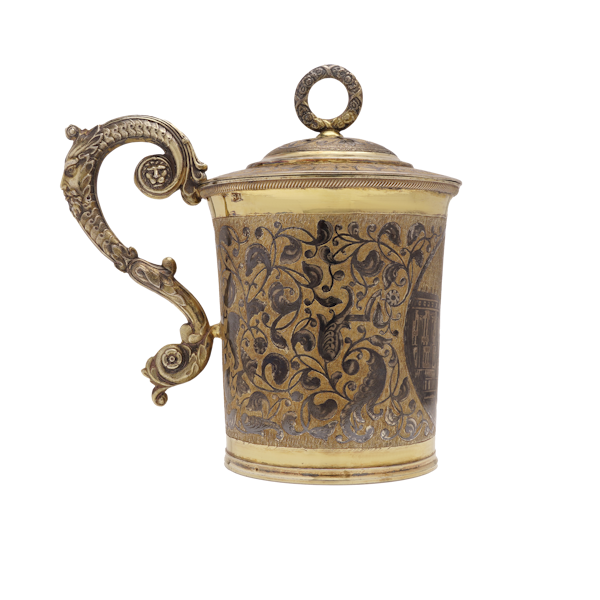 Antique Russian silver gilt and niello cup and cover, Moscow, 1838 - image 1