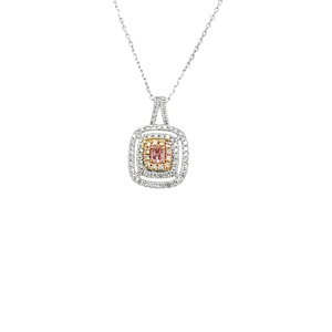 Pink diamond square shape pendant