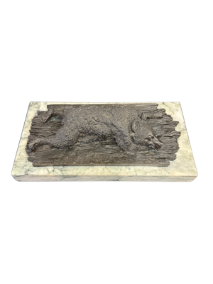 19th century Russian bronze of resting bear sculpture by Nikolay Lieberich.