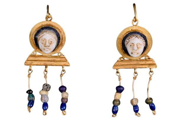 Roman gold cameo earrings - image 1