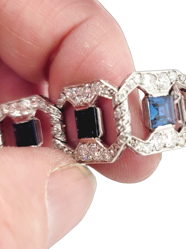 Awesome art deco sapphire and diamond bracelet SKU: 7343 DBGEMS - image 1