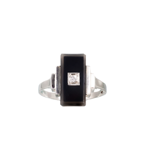Deco Onyx Diamond Ring