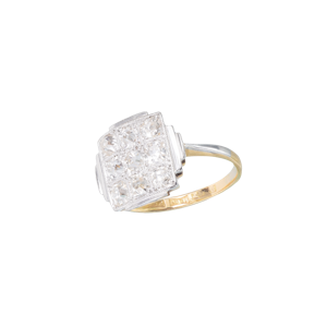 Diamond Chequerboard Ring | Platinum & 18ct Gold | Art Deco c.1920s