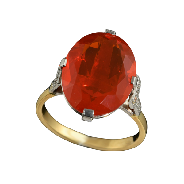 MM8876r Fire opal diamond gold ring 1960c - image 1