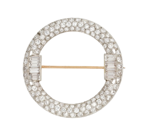 Art Deco Diamond Circle Brooch in Platinum & 18ct Gold | English c.1920s