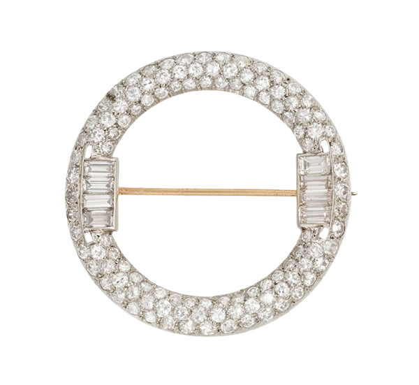 Art Deco Diamond Circle Brooch in Platinum & 18ct Gold | English c.1920s - image 1