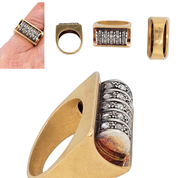 1930's French 'Tank' Gold and diamond ring SKU: 7383 DBGEMS - image 1