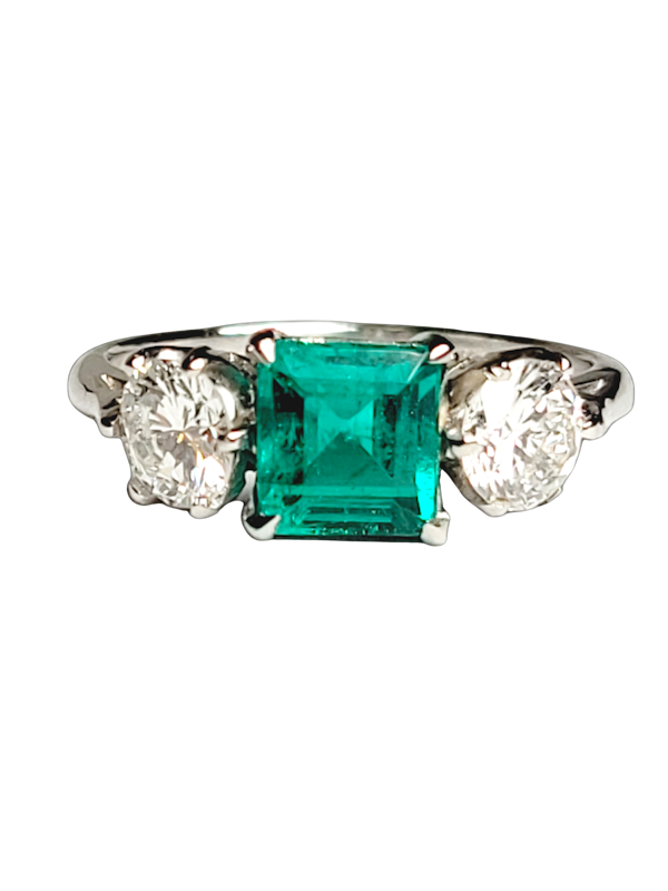 Fine art deco emerald and diamond engagement ring SKU: 7374 DBGEMS - image 1