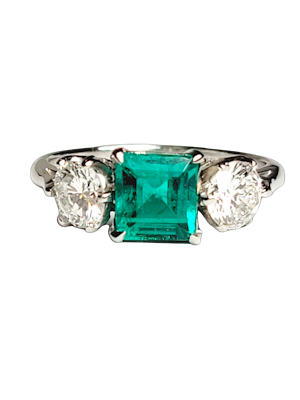 Fine art deco emerald and diamond engagement ring SKU: 7374 DBGEMS