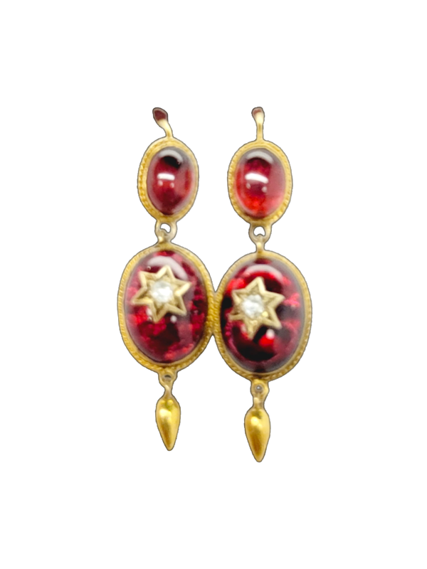 Victorian crisp garnet and diamond earrings SKU: 7376 DBGEMS - image 1