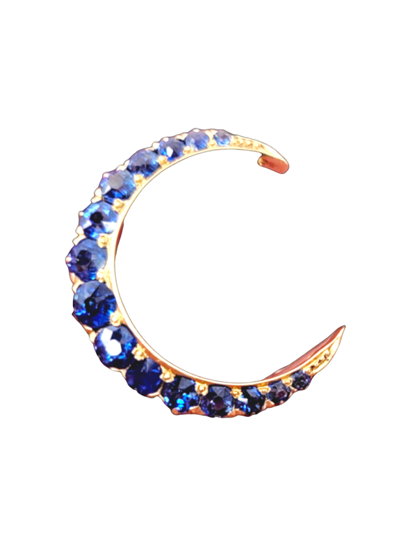 Once in a blue moon! Antique sapphire crescent SKU: 7385 DBGEMS - image 1