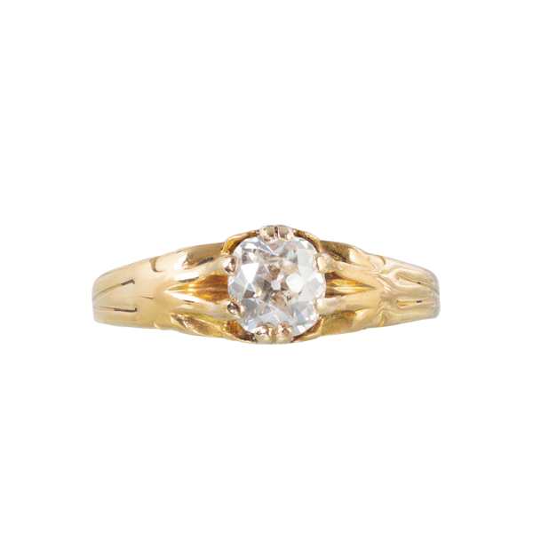 Diamond Gold Solitaire Ring - image 2