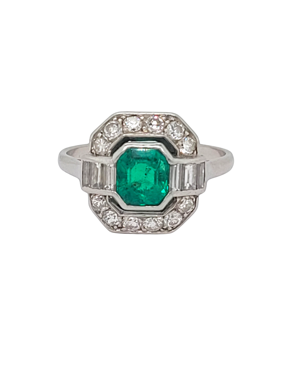 Art deco emerald and diamond engagement ring SKU: 7394 DBGEMS - image 1