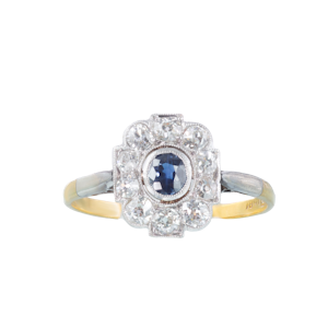 Deco Diamond Sapphire Ring
