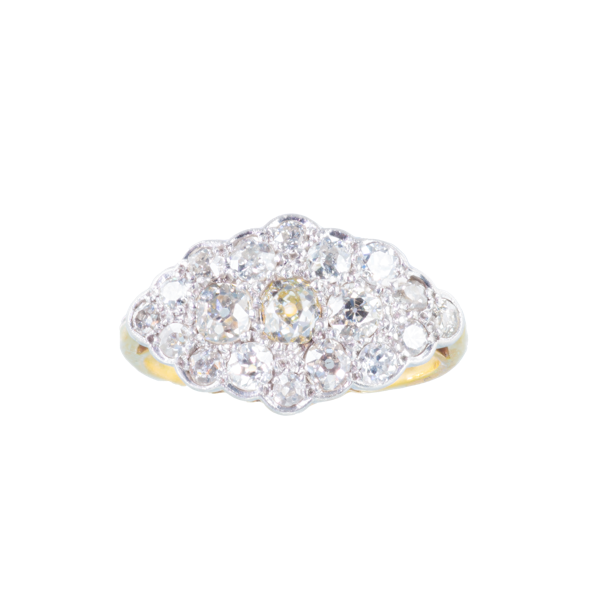Antique Diamond Cluster Gold Ring - image 2