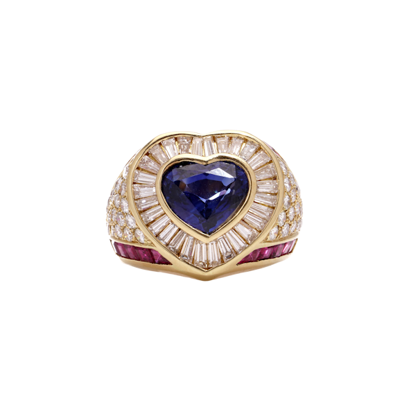 Adler 18kt Gold Sapphire Ruby And Diamond Ring. - image 1