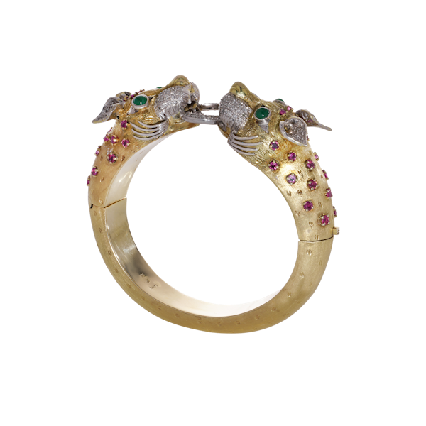 Larry 14kt.gold two dragon head bangle - image 1