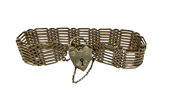 Lovely Wide Link Gate Bracelet with Padlock Clasp - image 1