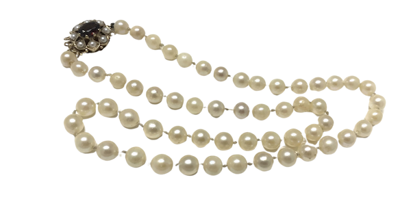 Pearl Necklace with 9ct Garnet Clasp - image 1