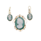 Victorian Green Agate Cameo Suite: Brooch & Earrings - image 1