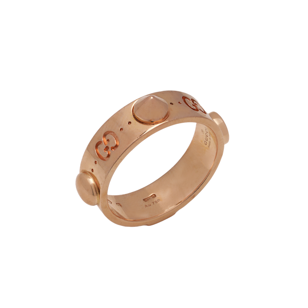 Gucci 18kt rose gold Iconic band ring with studs - image 1