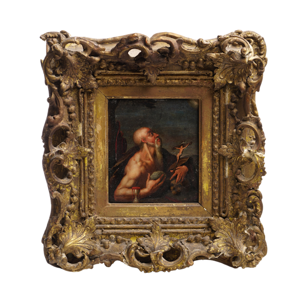 17th-century oil painting on copper portrait of St. Jerome, After Caracci - image 1