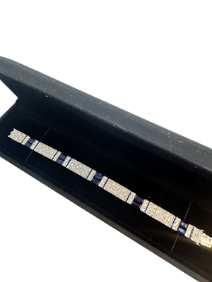Beautiful Art Deco sapphire diamond platinum bracelet by Charles Holl at Deco&Vintage Ltd