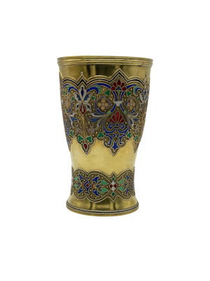 Russian silver gilt and cloisonné enamel beaker, Moscow, 1881 by Maria Adler.