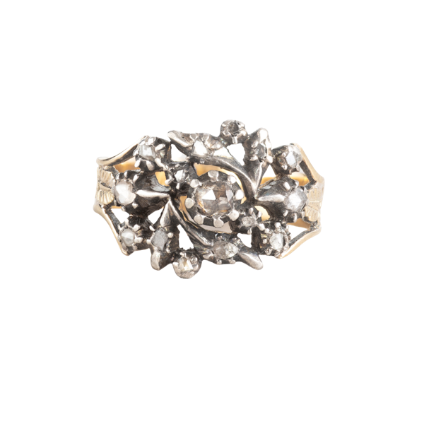 Georgian Diamond Gold Ring - image 1