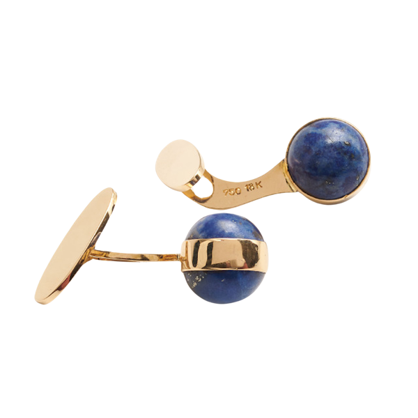 Georg Jensen Lapis Lazuli Ball and Gold Cufflinks, Designed by Magnus Stephensen, Circa 1960 - image 1