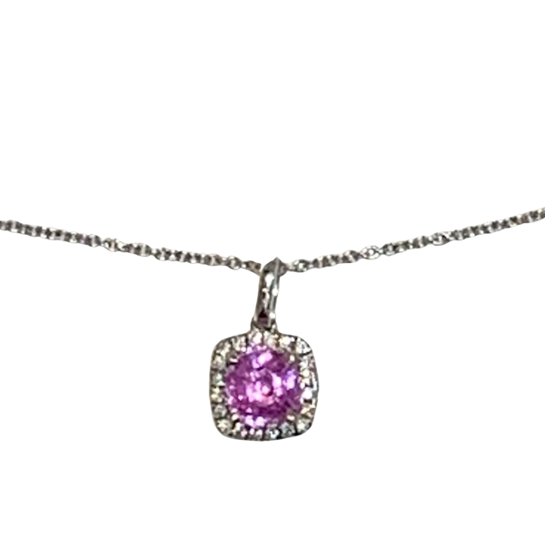 Pink Sapphire and Diamond Pendant - image 1