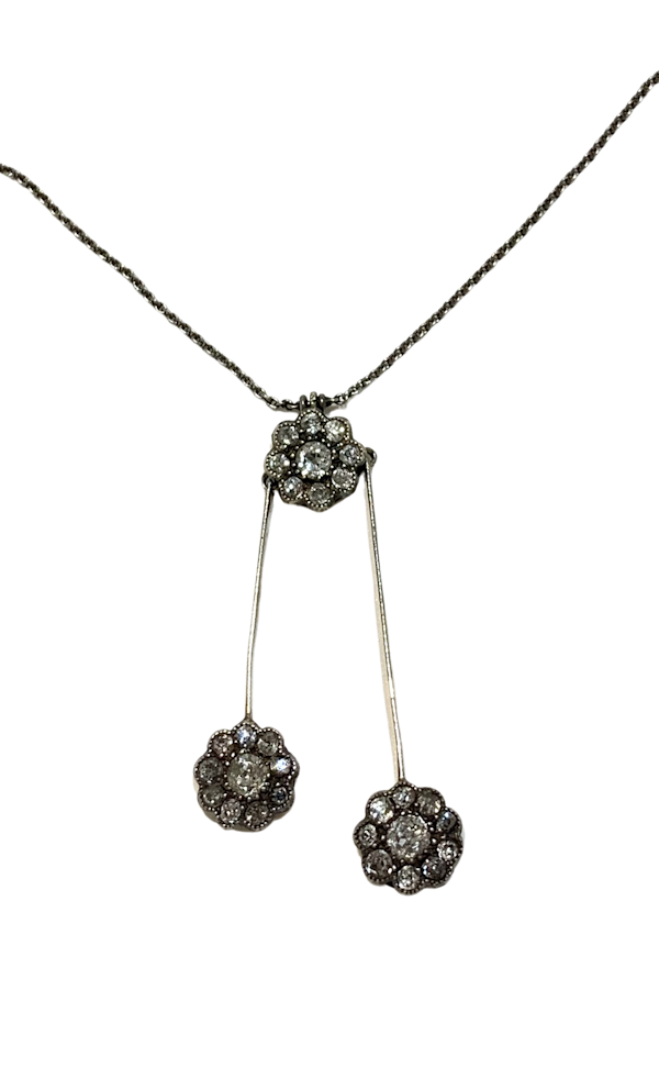 Platinum and Diamond Floral Necklace - image 2