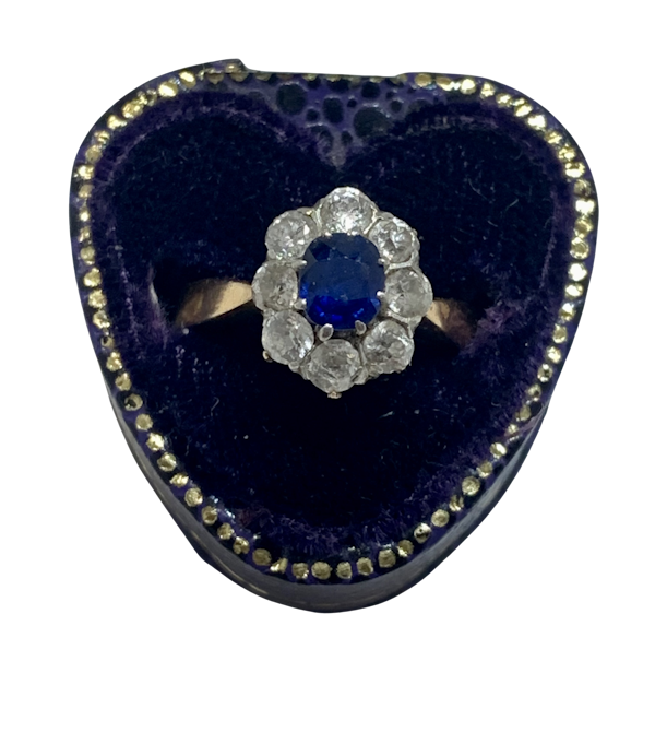 Sapphire and Diamond Cluster Engagement Ring - image 1