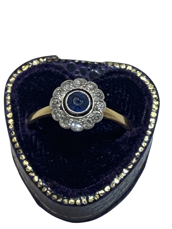 Edwardian Sapphire and Diamond Engagement Ring - image 1