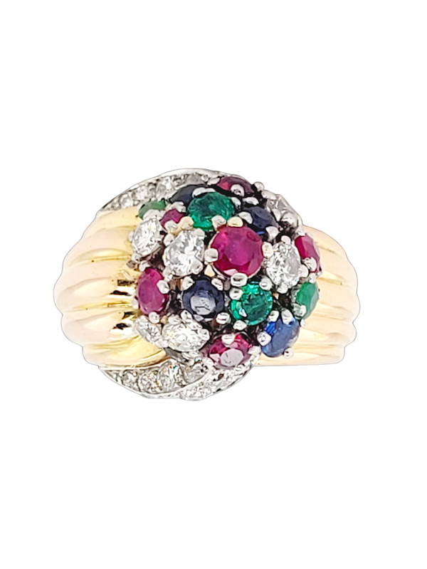 Vintage French tutti fruitti bombe ring SKU: 7327 DBGEMS - image 1