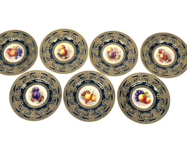 Set of 7 Royal Worcester signed fruit painted plates - image 1