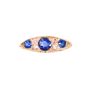 Three Sapphire Diamond Ring