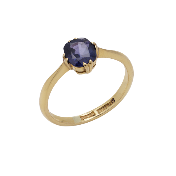 22kt yellow gold sapphire solitaire ring - image 1