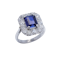 Platinum sapphire and diamond cluster ring - image 1