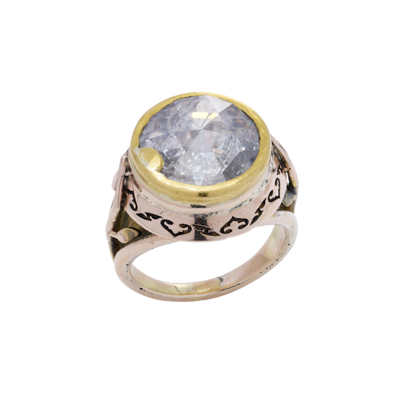 Victorian 15kt gold rose-cut diamond ring - image 1