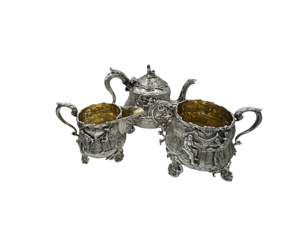 Antique English silver three piece tea set, London 1838 by Edward Farrell. - image 1