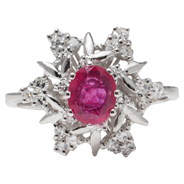 Vintage 18kt. White Gold 1.00 Ct. Ruby Cluster Ring - image 8