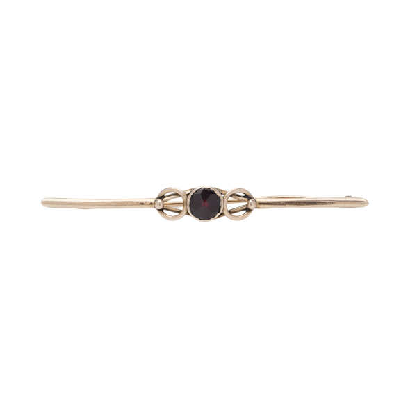 14kt gold garnet bar brooch by Faberge workmaster August Wilhelm Holmström - image 1