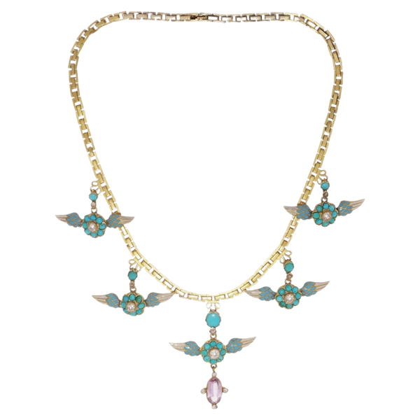 Victorian 20kt. yellow gold and enamel necklace - image 1