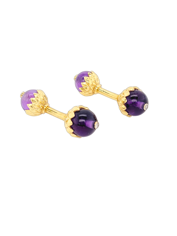 Smart Amethyst and diamond cufflinks SKU: 7664 DBGEMS - image 1