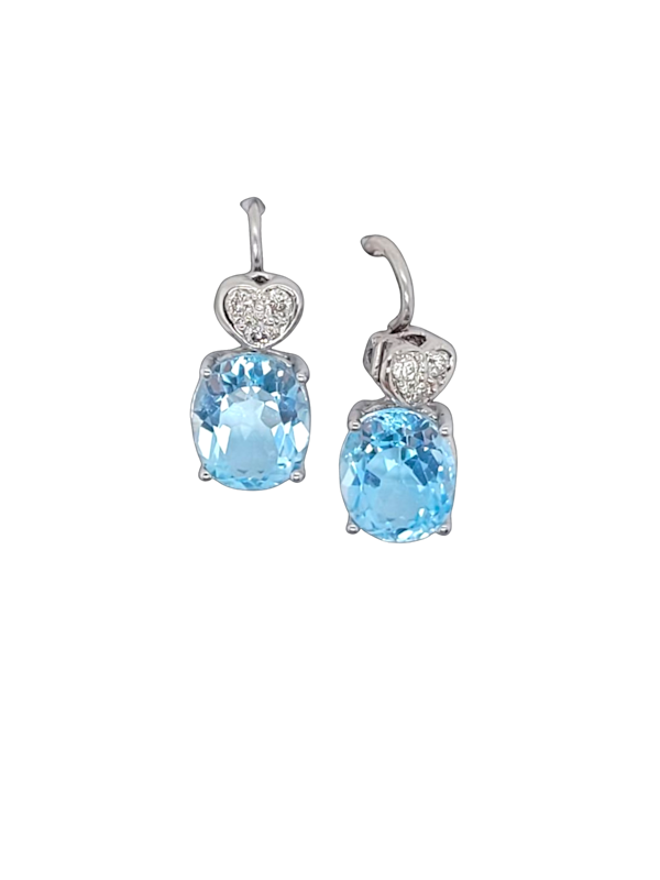 Blue topaz and diamond drop earrings SKU: 7669 DBGEMS - image 1