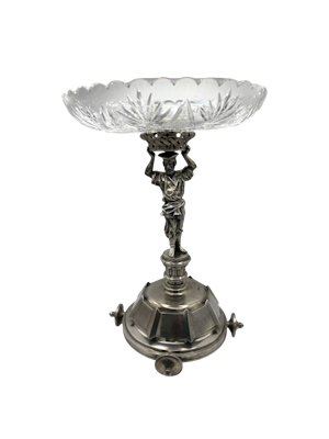 Russian silver trompe l'oeil cut glass tazza, St Petersburg, 1874.